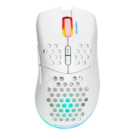 Игровая мышь беспроводная Deltaco WM80, 4800dpi, 6 кнопок, RGB, белая