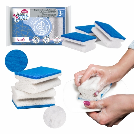 Dishwashing sponge with concavity 3pcs BACTERIA STOP